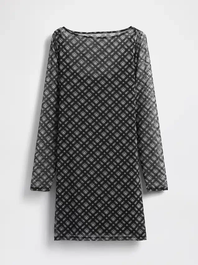 Síťované minišaty s lodním výstřihem