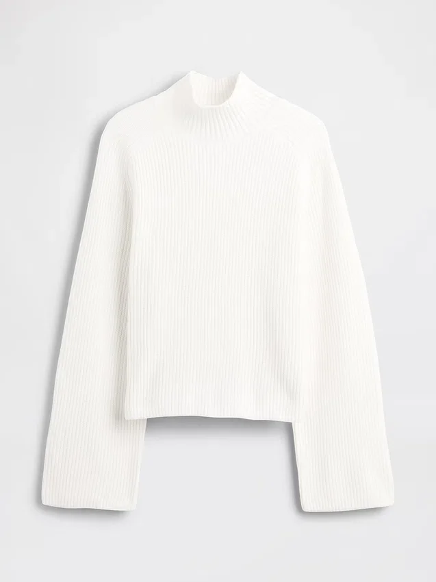 Svetr s rolákem a vzorem „shaker stitch“ z materiálu CashSoft