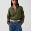 Texturovaná bavlněná mikina s polovičním zipem v oversized střihu