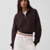Texturovaná bavlněná mikina s polovičním zipem v oversized střihu