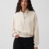 Texturovaná bavlněná mikina s polovičním zipem v oversized střihu