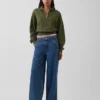 Texturovaná bavlněná mikina s polovičním zipem v oversized střihu
