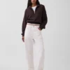 Texturovaná bavlněná mikina s polovičním zipem v oversized střihu