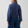 Texturovaná bavlněná mikina s polovičním zipem v oversized střihu