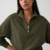 Texturovaná bavlněná mikina s polovičním zipem v oversized střihu
