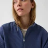 Texturovaná bavlněná mikina s polovičním zipem v oversized střihu