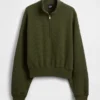 Texturovaná bavlněná mikina s polovičním zipem v oversized střihu