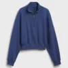 Texturovaná bavlněná mikina s polovičním zipem v oversized střihu