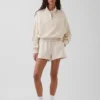 Texturovaná bavlněná mikina s polovičním zipem v oversized střihu