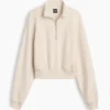 Texturovaná bavlněná mikina s polovičním zipem v oversized střihu