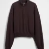 Texturovaná bavlněná mikina s polovičním zipem v oversized střihu