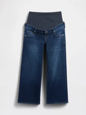 Těhotenské džíny Stride s celoplošným panelem a širokými nohavicemi