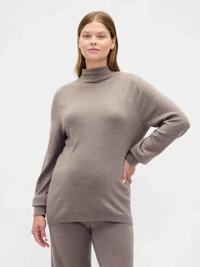 Těhotenský svetr s rolákem z materiálu CashSoft