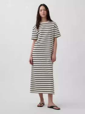 Těžké oversized maxi tričkové šaty