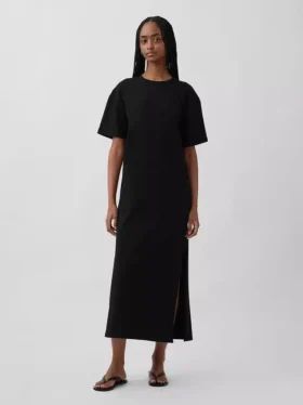 Těžké oversized maxi tričkové šaty