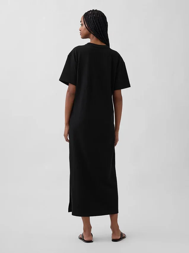 Těžké oversized maxi tričkové šaty