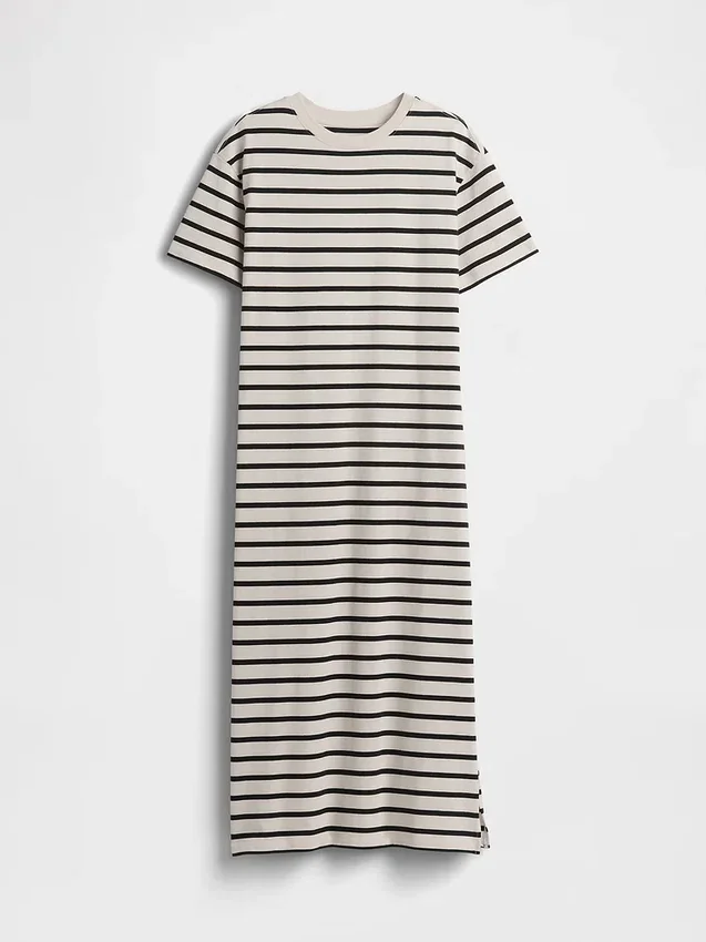 Těžké oversized maxi tričkové šaty