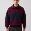 Těžká oversized mikina s pruhy a polozipem