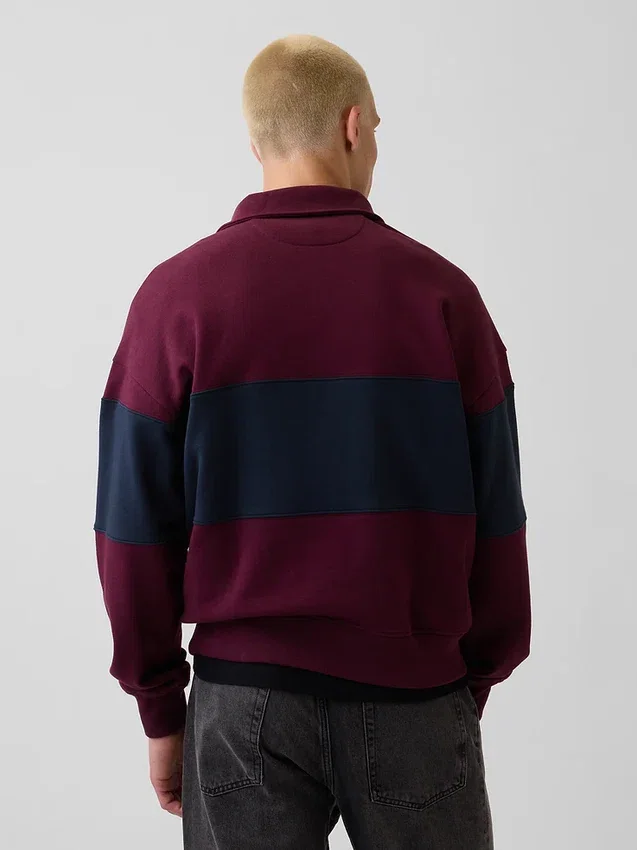 Těžká oversized mikina s pruhy a polozipem