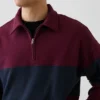 Těžká oversized mikina s pruhy a polozipem