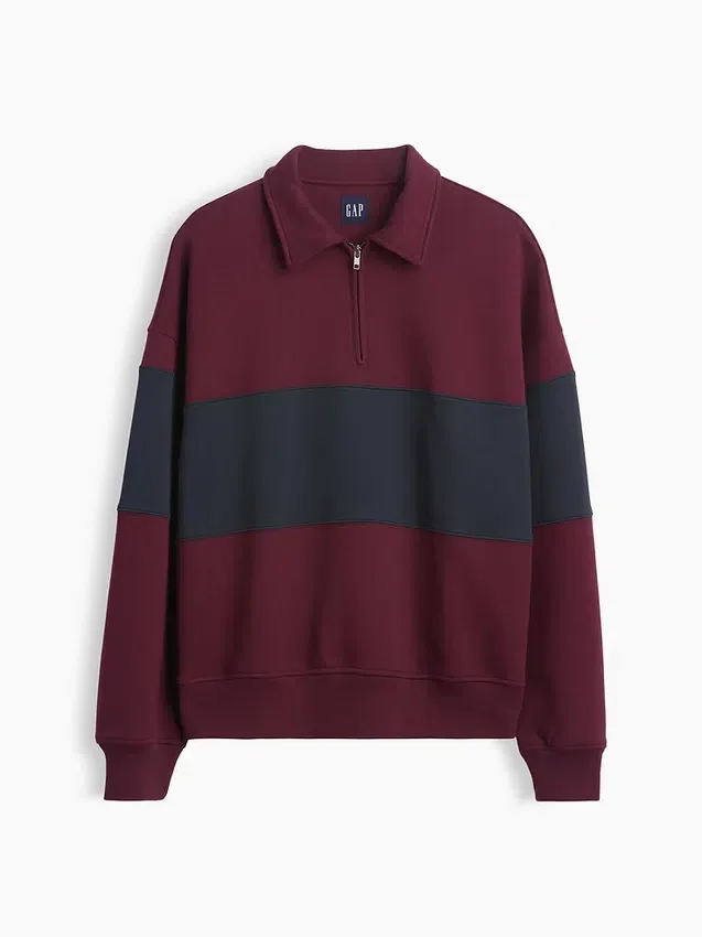 Těžká oversized mikina s pruhy a polozipem