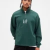 Těžký oversized pulovr s logem a čtvrtinovým zipem