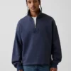 Těžký oversized pulovr s logem a čtvrtinovým zipem