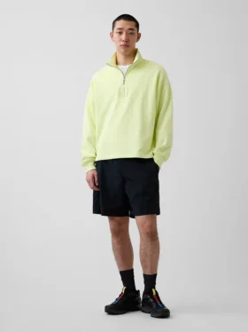 Těžký oversized pulovr s logem a čtvrtinovým zipem
