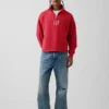 Těžký oversized pulovr s logem a čtvrtinovým zipem