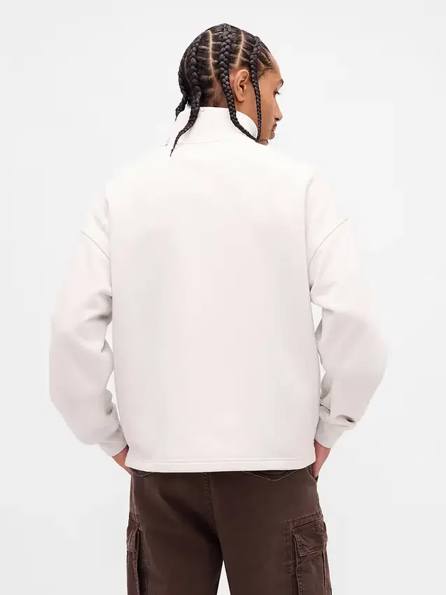 Těžký oversized pulovr s logem a čtvrtinovým zipem