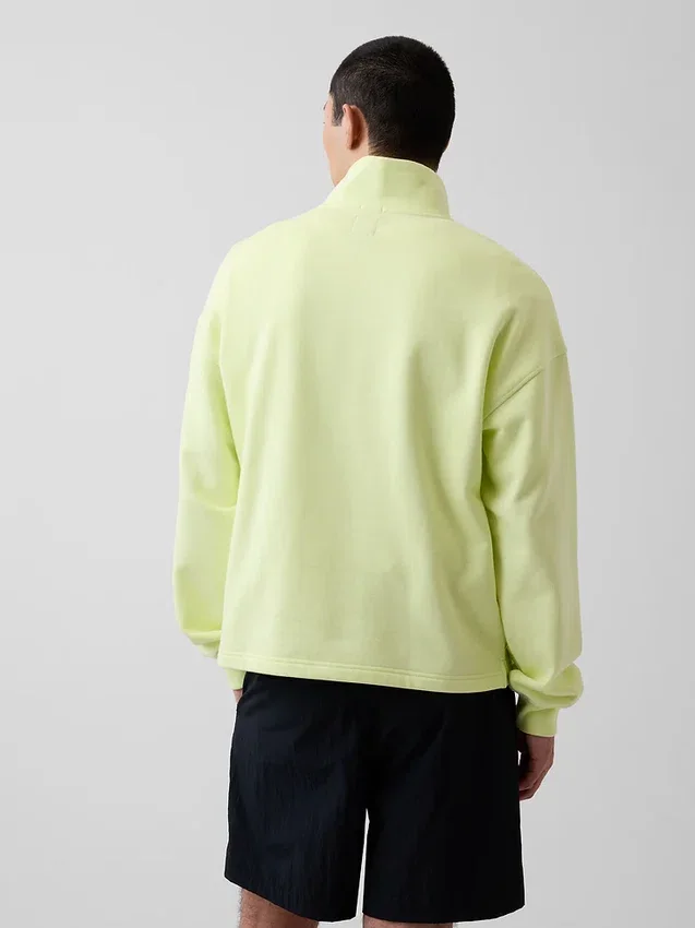 Těžký oversized pulovr s logem a čtvrtinovým zipem