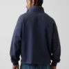 Těžký oversized pulovr s logem a čtvrtinovým zipem