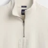Těžký oversized pulovr s logem a čtvrtinovým zipem