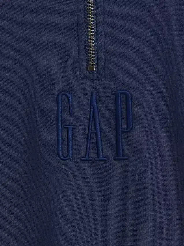 Těžký oversized pulovr s logem a čtvrtinovým zipem