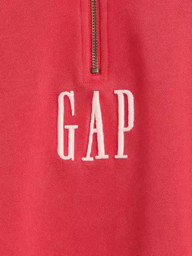 Těžký oversized pulovr s logem a čtvrtinovým zipem