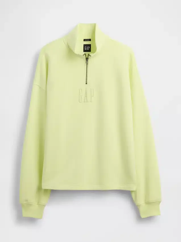 Těžký oversized pulovr s logem a čtvrtinovým zipem