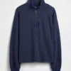 Těžký oversized pulovr s logem a čtvrtinovým zipem