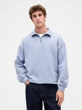 Těžký oversized pulovr s čtvrtinovým zipem