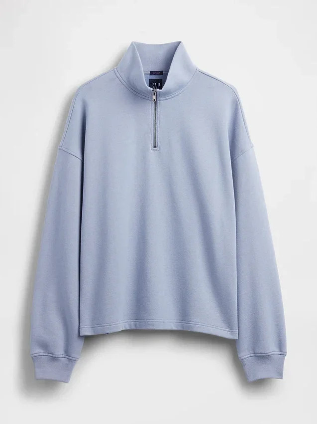 Těžký oversized pulovr s čtvrtinovým zipem