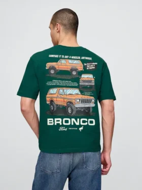 Těžké zkrácené tričko s potiskem Ford