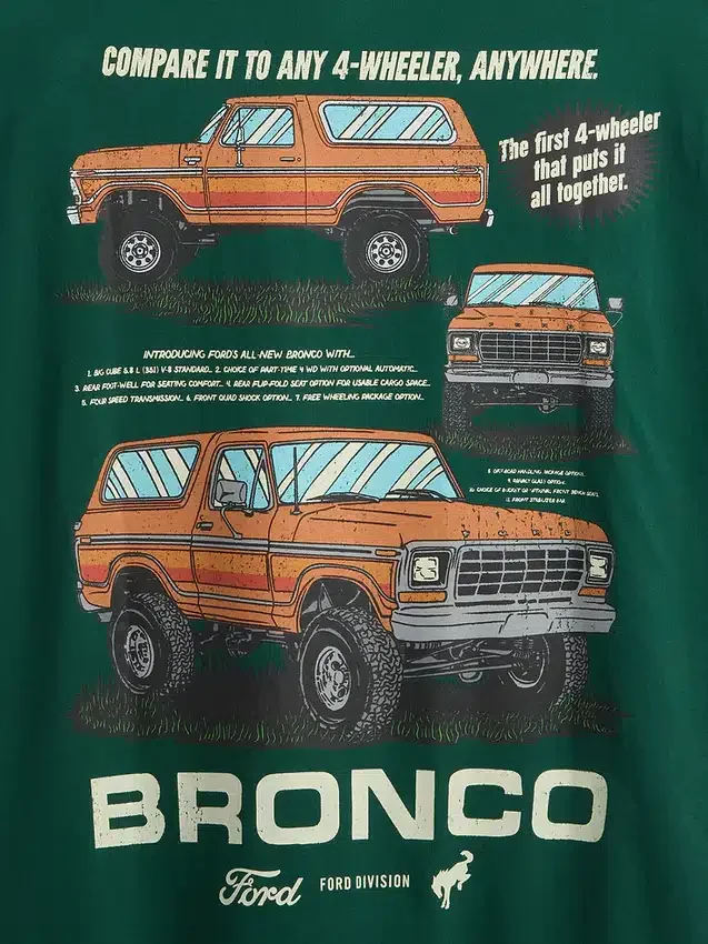 Těžké zkrácené tričko s potiskem Ford