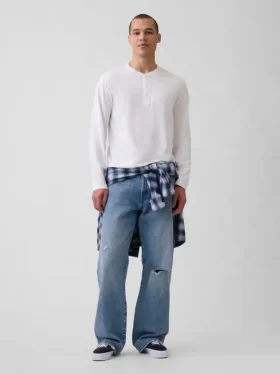 Tričko Henley s volným střihem