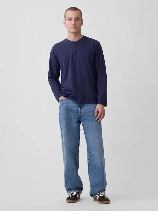 Tričko Henley s volným střihem