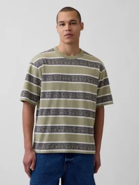 Tričko Keith Haring s pruhy v oversized střihu