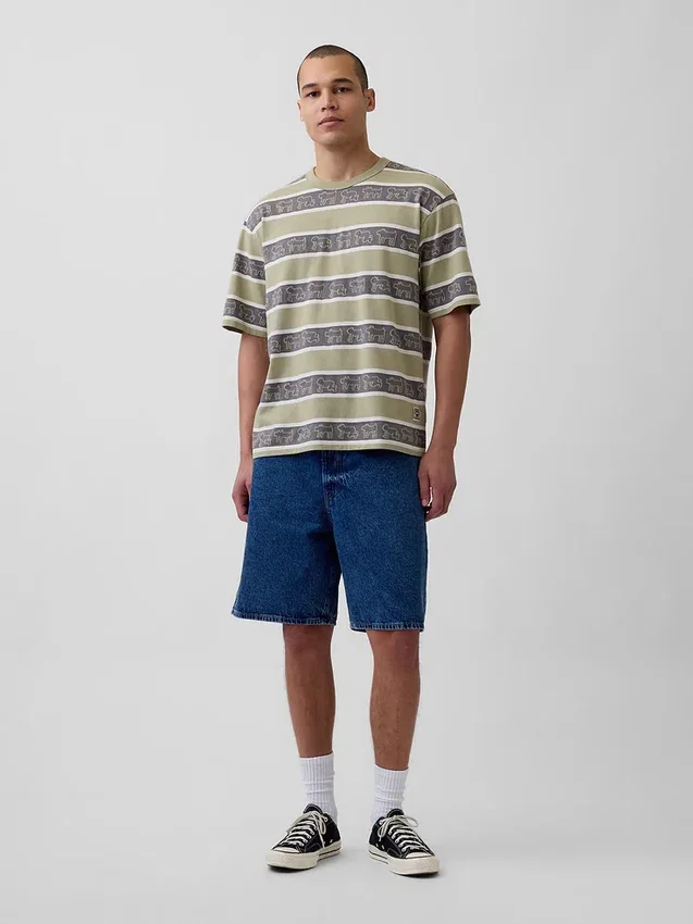 Tričko Keith Haring s pruhy v oversized střihu