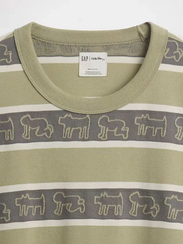 Tričko Keith Haring s pruhy v oversized střihu