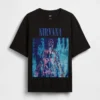 Tričko Nirvana s potiskem, z těžkého materiálu, zkrácený střih