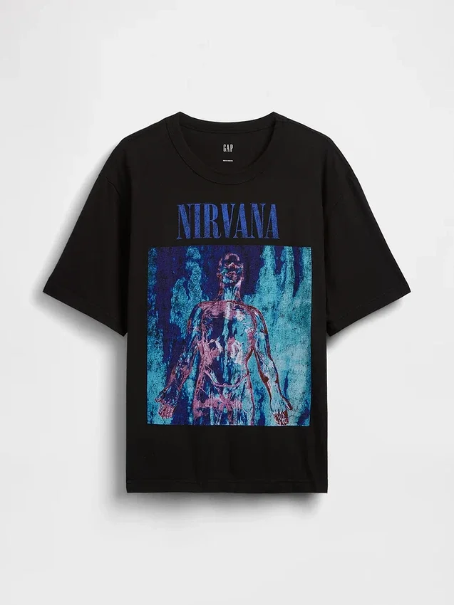 Tričko Nirvana s potiskem, z těžkého materiálu, zkrácený střih