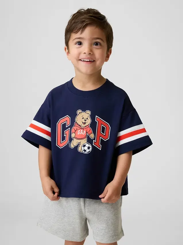 Tričko pro miminka a batolata s grafickým logem Brannan Bear Varsity v oversized střihu