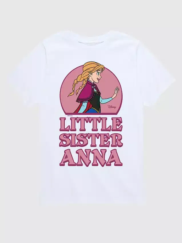 Tričko s krátkým rukávem a potiskem „Little Sister Anna“ z filmu Frozen pro batolata v šortkách